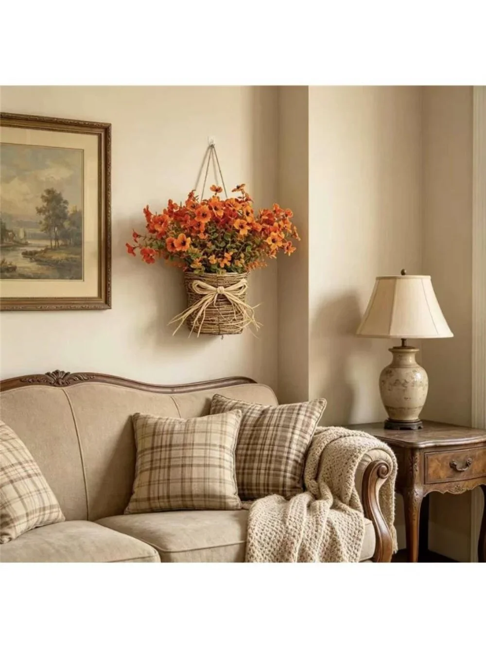 Fall Wreath for Front Door Fall Decoration for Home Artificial Fall Hanging